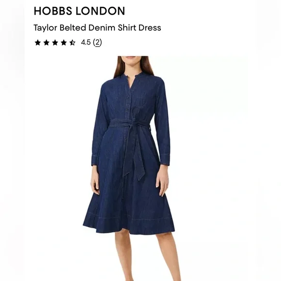 Hobbs London Taylor Belted Denim Shirt Dress 8 - Picture 1 of 11